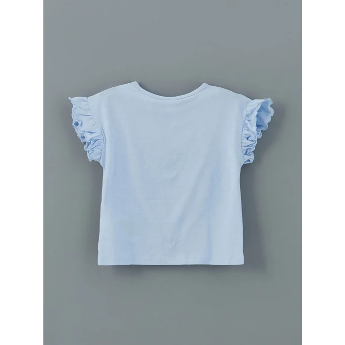 LCW Kids Lila Baskılı Penye Fırfırlı Kız Çocuk Tişört 2li