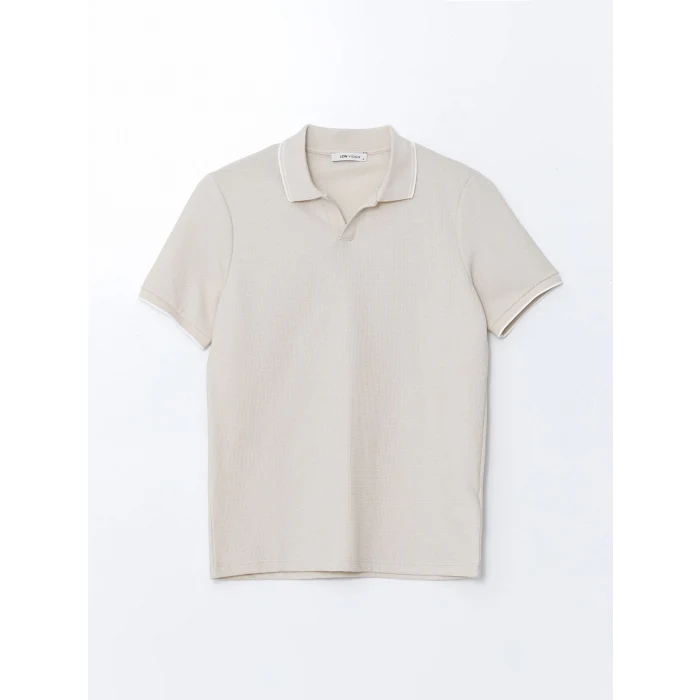 LCW Vision Bej Polo Yaka Kısa Kollu Erkek Tişört