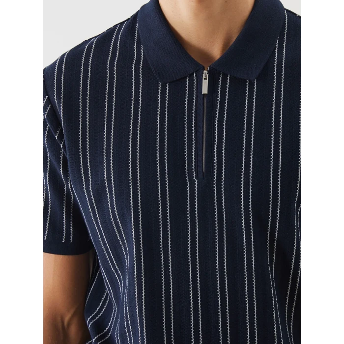 LCW Vision Lacivert Polo Yaka Çizgili Erkek Tişört