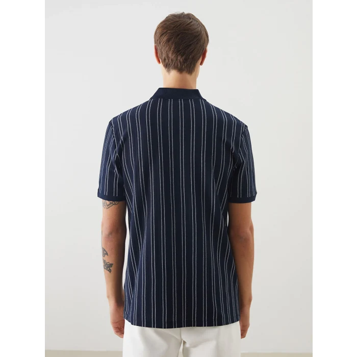 LCW Vision Lacivert Polo Yaka Çizgili Erkek Tişört