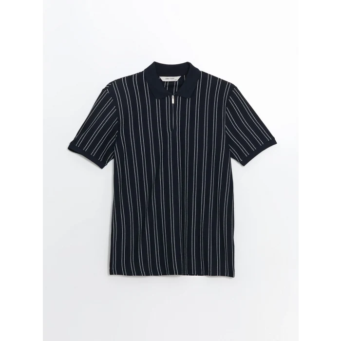 LCW Vision Lacivert Polo Yaka Çizgili Erkek Tişört