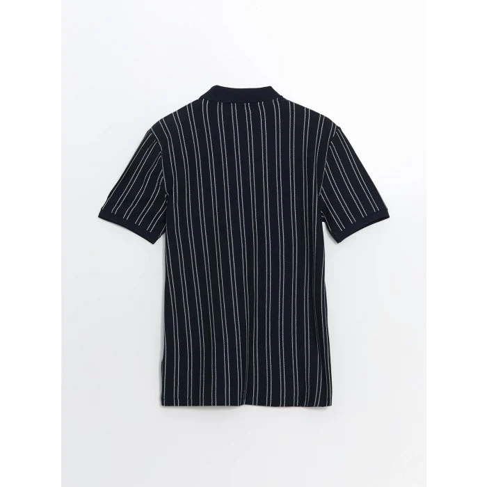 LCW Vision Lacivert Polo Yaka Çizgili Erkek Tişört