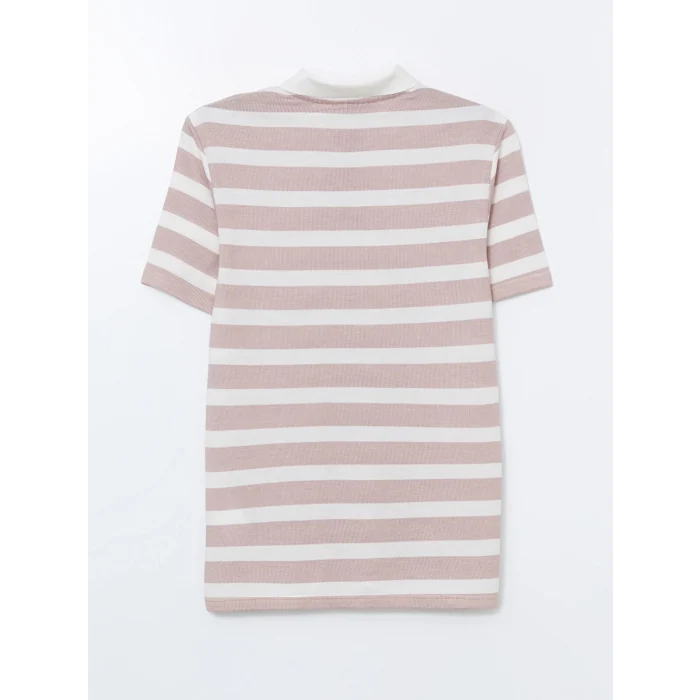LCWAIKIKI Classic Pembe Polo Yaka Kısa Kollu Çizgili Erkek Tişört