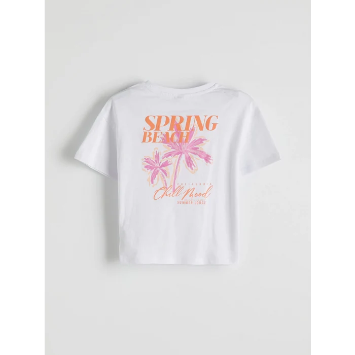 LCW Kids Beyaz Bisiklet Yaka Çiçekli Kız Çocuk Tişört ve Şort