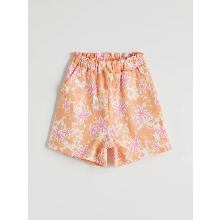 LCW Kids Beyaz Bisiklet Yaka Çiçekli Kız Çocuk Tişört ve Şort