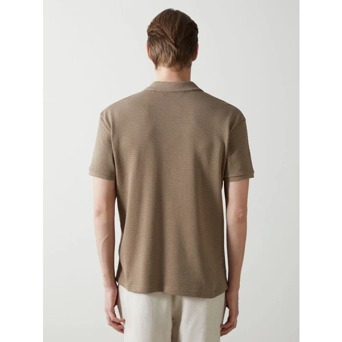 LCW Vision Bej Polo Yaka Kısa Kollu Penye Erkek Tişört