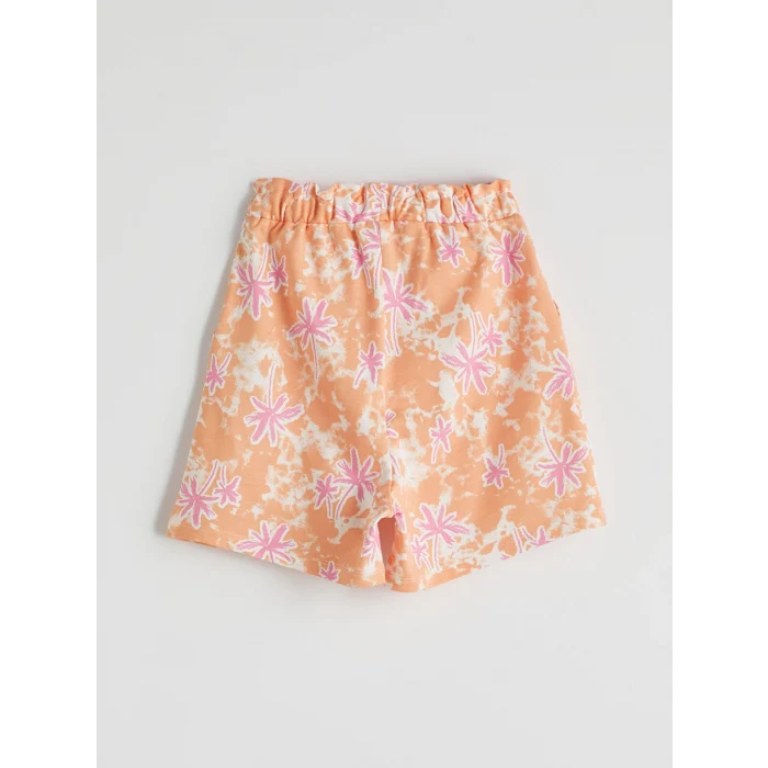 LCW Kids Beyaz Bisiklet Yaka Çiçekli Kız Çocuk Tişört ve Şort