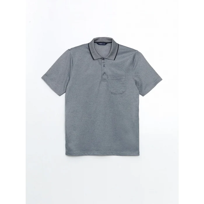 LCWAIKIKI Classic Lacivert Polo Yaka Kısa Kollu Merserize Görünümlü Erkek Tişört