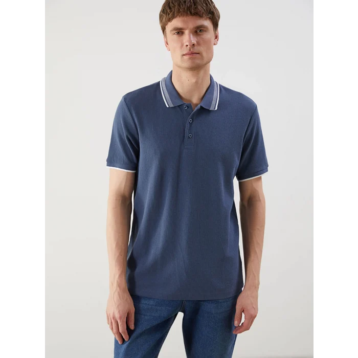 LCWAIKIKI Classic Indigo Polo Yaka Kısa Kollu Erkek Tişört