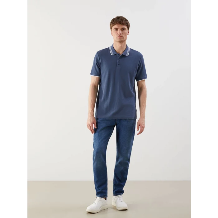 LCWAIKIKI Classic Indigo Polo Yaka Kısa Kollu Erkek Tişört