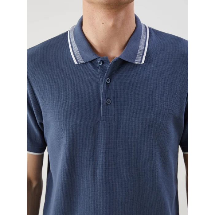 LCWAIKIKI Classic Indigo Polo Yaka Kısa Kollu Erkek Tişört