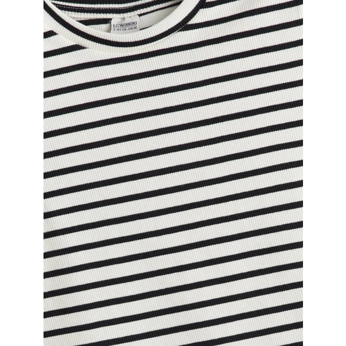 LCW Kids Siyah Bisiklet Yaka Kız Çocuk Crop Tişört 2li