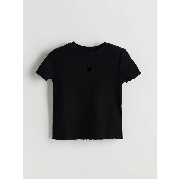 LCW Kids Siyah Bisiklet Yaka Kız Çocuk Crop Tişört 2li