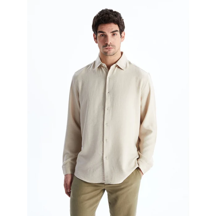 LCW Vision Bej Regular Fit Uzun Kollu Erkek Gömlek
