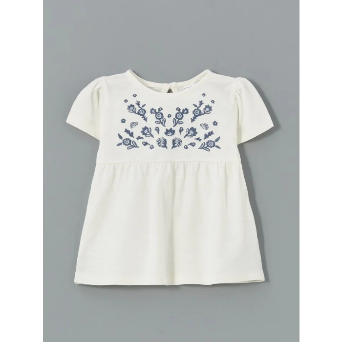 LCW baby Ekru Çiçekli Kız Bebek Tişört ve  Tayt 2li