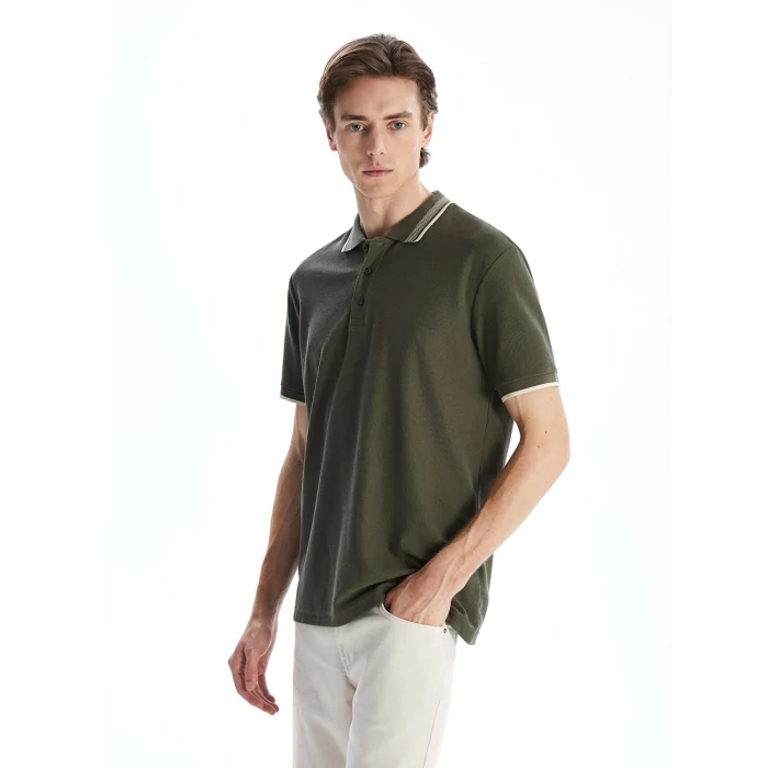 LCWAIKIKI Classic Haki Polo Yaka Kısa Kollu Erkek Tişört