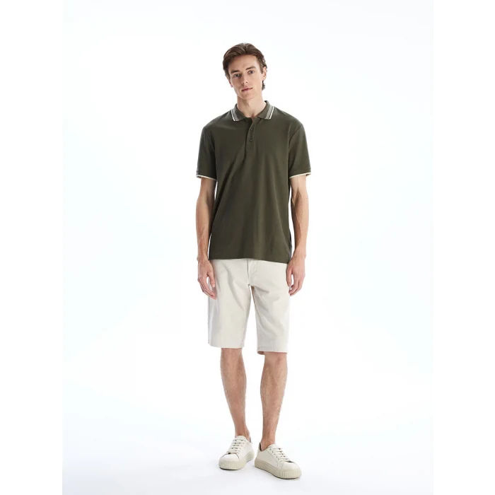 LCWAIKIKI Classic Haki Polo Yaka Kısa Kollu Erkek Tişört