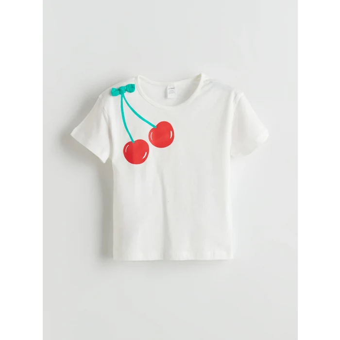 LCW baby Ekru Kız Bebek Tişört Şort Saç Bandı 3lü Takım