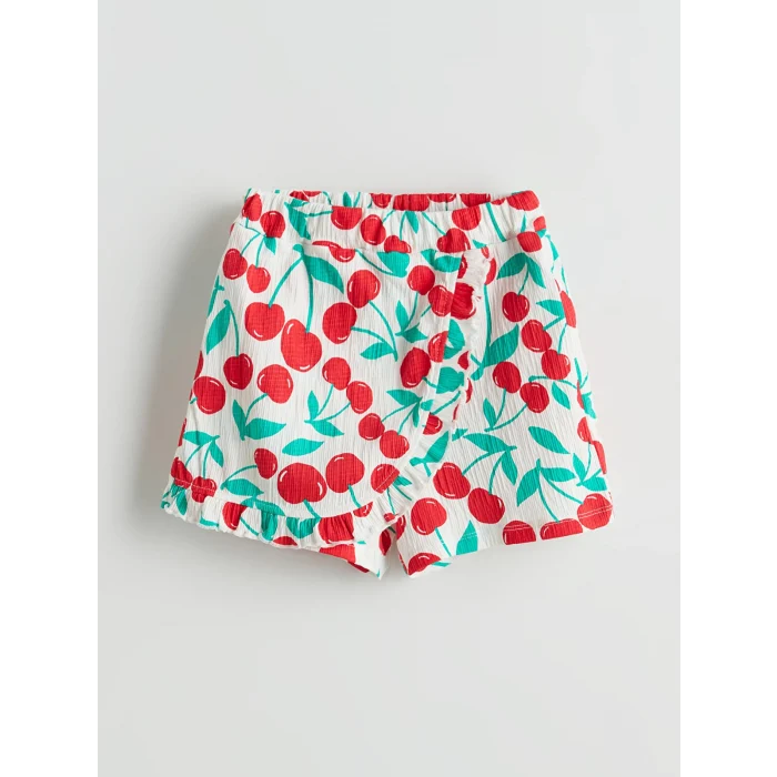 LCW baby Ekru Kız Bebek Tişört Şort Saç Bandı 3lü Takım