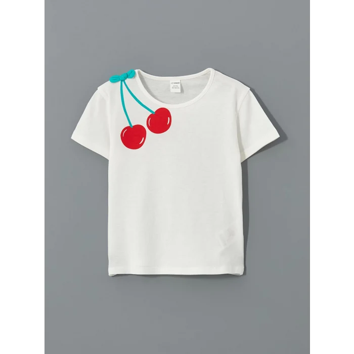 LCW baby Ekru Kız Bebek Tişört Şort Saç Bandı 3lü Takım