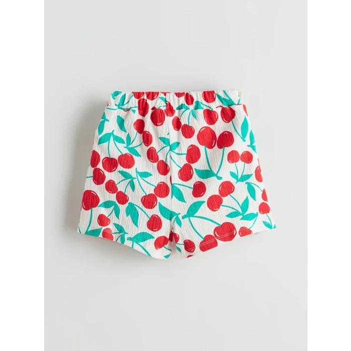 LCW baby Ekru Kız Bebek Tişört Şort Saç Bandı 3lü Takım