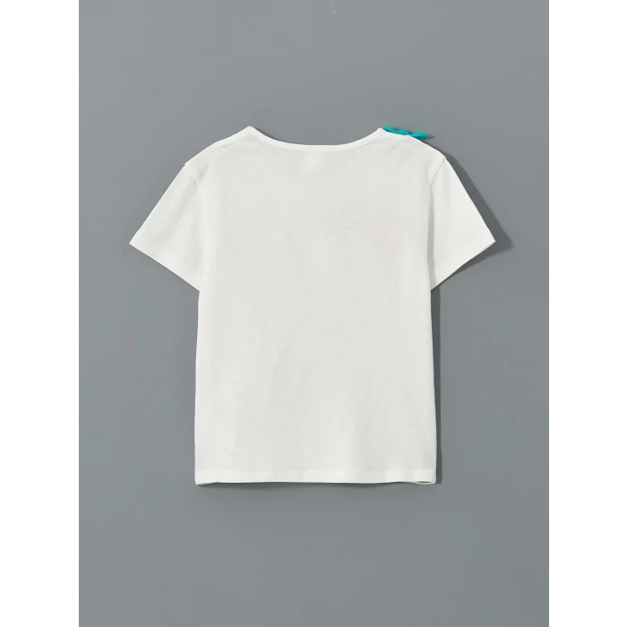 LCW baby Ekru Kız Bebek Tişört Şort Saç Bandı 3lü Takım