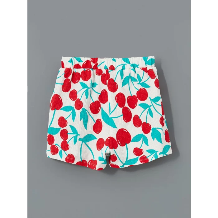 LCW baby Ekru Kız Bebek Tişört Şort Saç Bandı 3lü Takım