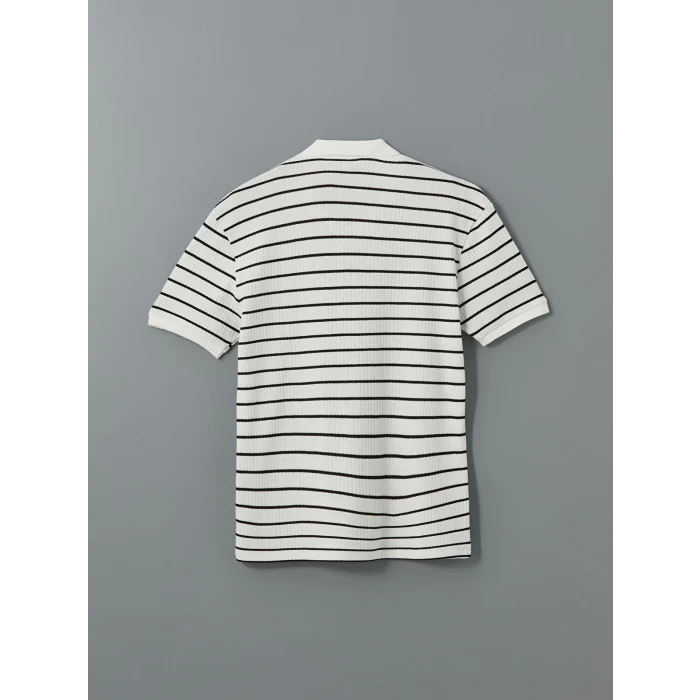 LCW Vision Ekru Polo Yaka Çizgili Erkek Dokulu Tişört