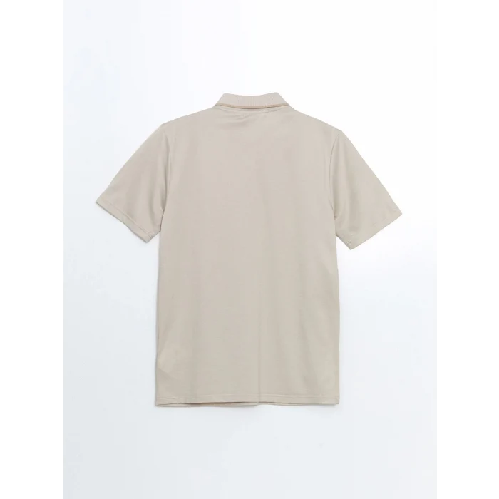 LCWAIKIKI Classic Bej Polo Yaka Kısa Kollu Merserize Görünümlü Erkek Tişört