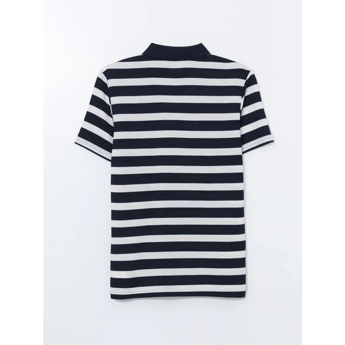 LCWAIKIKI Classic Lacivert Polo Yaka Kısa Kollu Çizgili Erkek Tişört