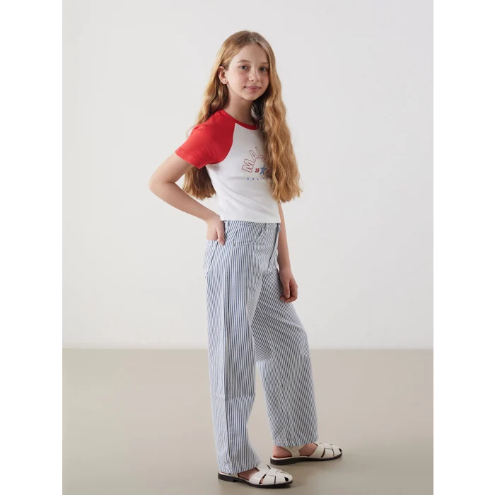 LCW Kids Ekru Beli Ayarlanabilir Lastikli Kız Çocuk Pantolon