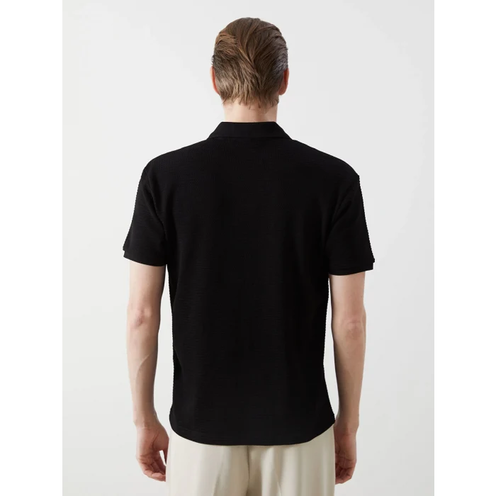 LCW Vision Siyah Polo Yaka Kısa Kollu Penye Erkek Tişört