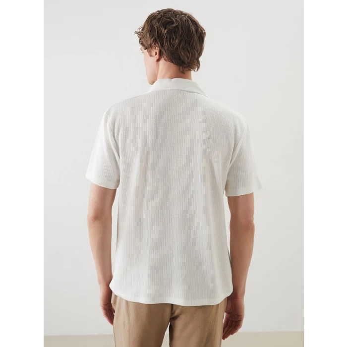 LCW Vision Ekru Polo Yaka Kısa Kollu Erkek Dokulu Tişört