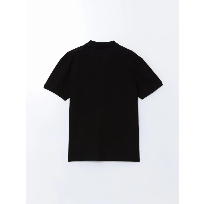 LCW Vision Siyah Polo Yaka Kısa Kollu Penye Erkek Tişört