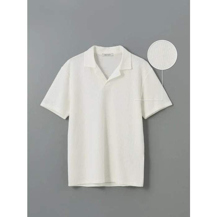 LCW Vision Ekru Polo Yaka Kısa Kollu Erkek Dokulu Tişört