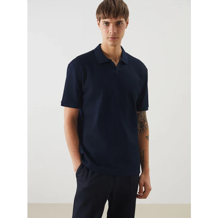 LCW Vision Lacivert Polo Yaka Kısa Kollu Erkek Tişört