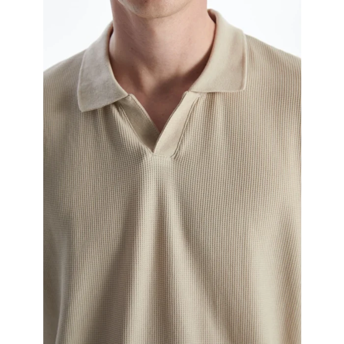 LCW Vision Bej Polo Yaka Kısa Kollu Erkek Tişört