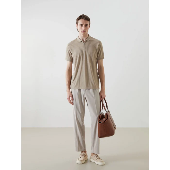 LC WAIKIKI Bej Polo Yaka Kısa Kollu Erkek Tişört