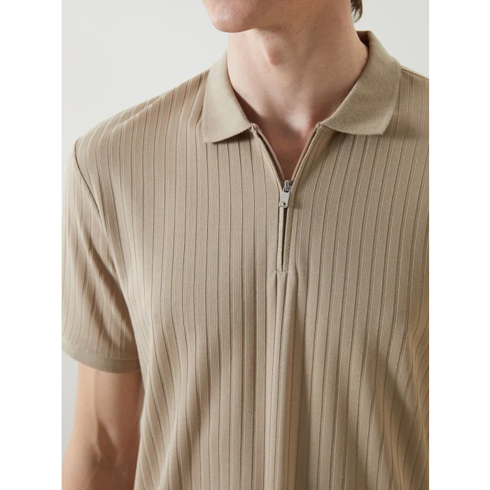 LC WAIKIKI Bej Polo Yaka Kısa Kollu Erkek Tişört