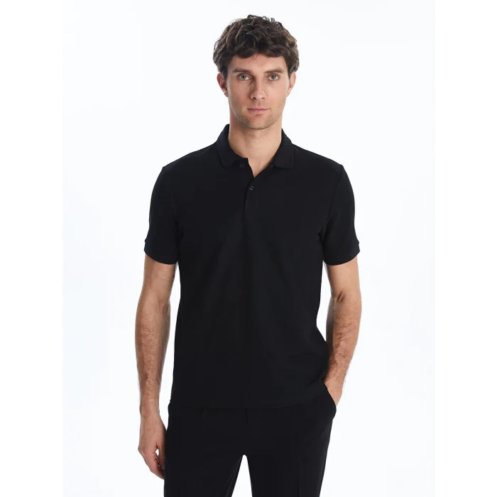 LCWAIKIKI Basic Siyah Polo Yaka Kısa Kollu Erkek Tişört