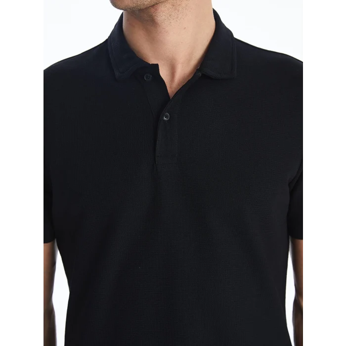 LCWAIKIKI Basic Siyah Polo Yaka Kısa Kollu Erkek Tişört