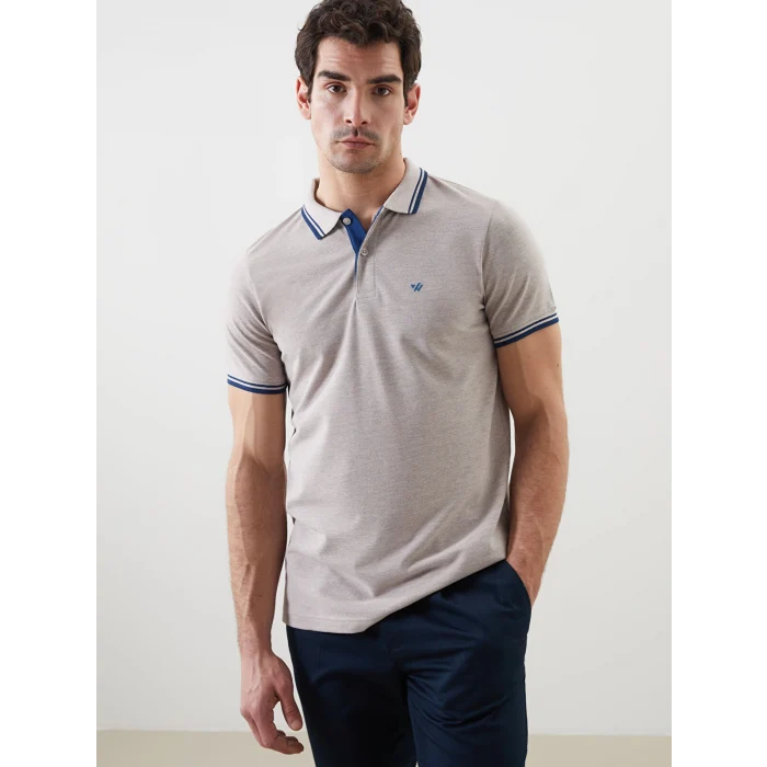 LCWAIKIKI Classic Bej Polo Yaka Pike Erkek Tişört