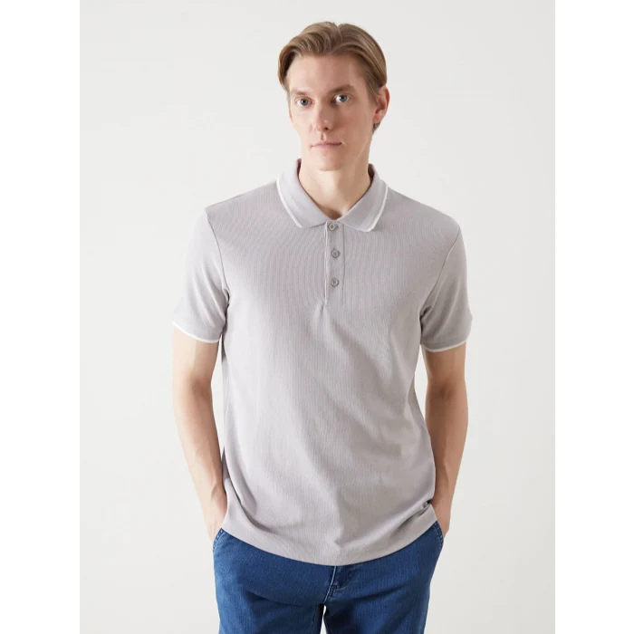 LCWAIKIKI Classic Gri Polo Yaka Kısa Kollu Erkek Tişört