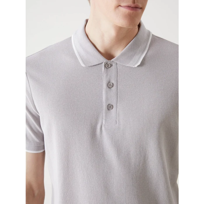 LCWAIKIKI Classic Gri Polo Yaka Kısa Kollu Erkek Tişört