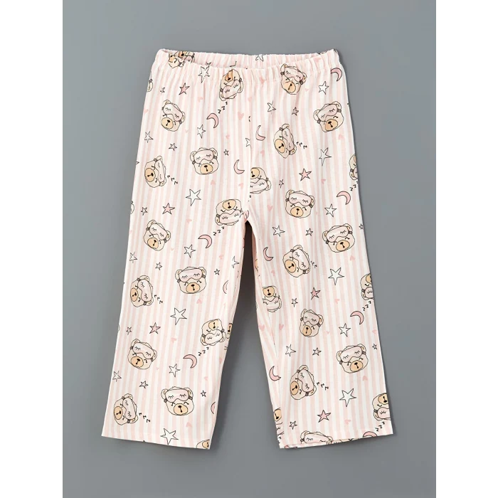 LCW Kids Ekru Bisiklet Yaka Kız Çocuk Pijama Takım