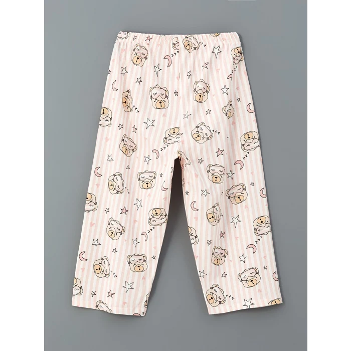 LCW Kids Ekru Bisiklet Yaka Kız Çocuk Pijama Takım