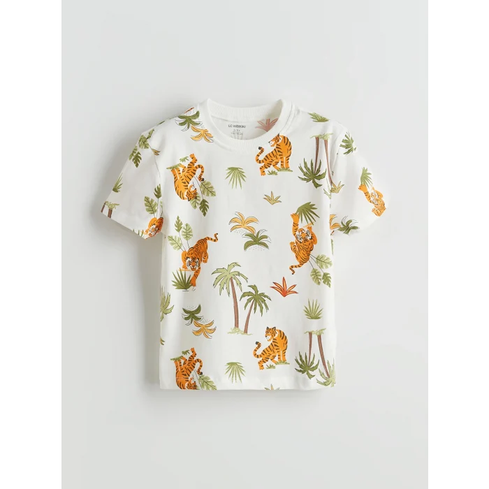 LCW Kids Ekru Baskılı Erkek Çocuk Tişört ve Şort 2li
