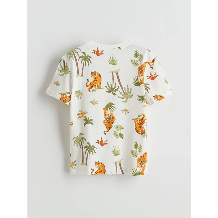 LCW Kids Ekru Baskılı Erkek Çocuk Tişört ve Şort 2li