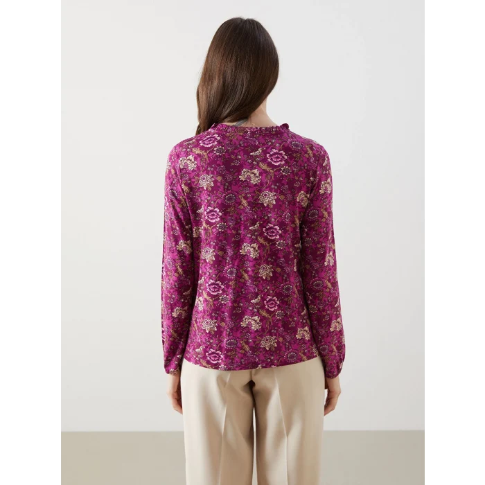 LCW Grace Mürdüm Bağlamalı Yaka Çiçekli Bluz