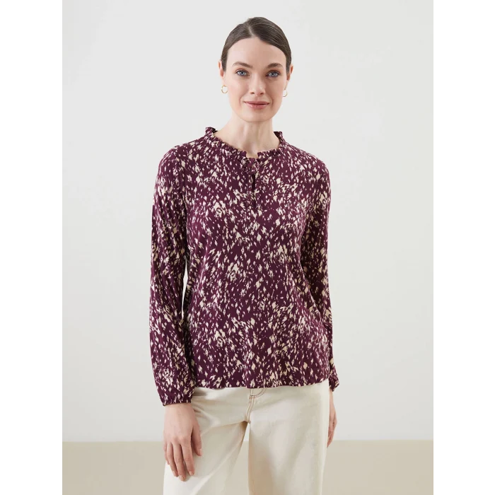 LCW Grace Mürdüm Bağlamalı Yaka Çiçekli Bluz